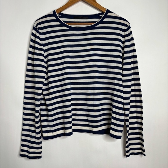 Jenni Kayne Mercer striped navy and cream sailor merino wool sweater size XXL - Picture 1 of 8